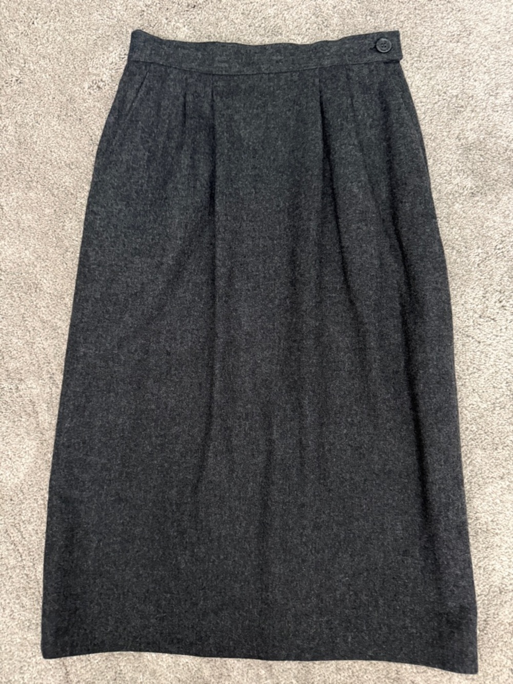 Vintage Pendleton Pencil Wool Skirt 8 Pockets Satin Lining Black Coal Gray USA